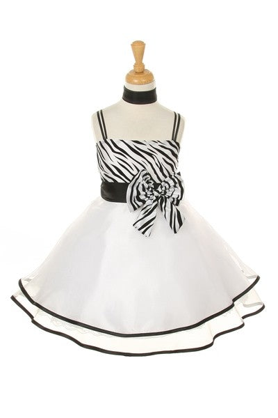 Elegant Zebra Lady -2 Strap Satin Zebra Stripe With Sheer overlay- Party Dress