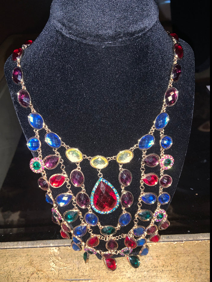 10’ multi colored necklace with colorful gemstones. Web style gold tone necklace